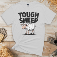 Funny Tough Sheep (Adult Unisex Tee) - White