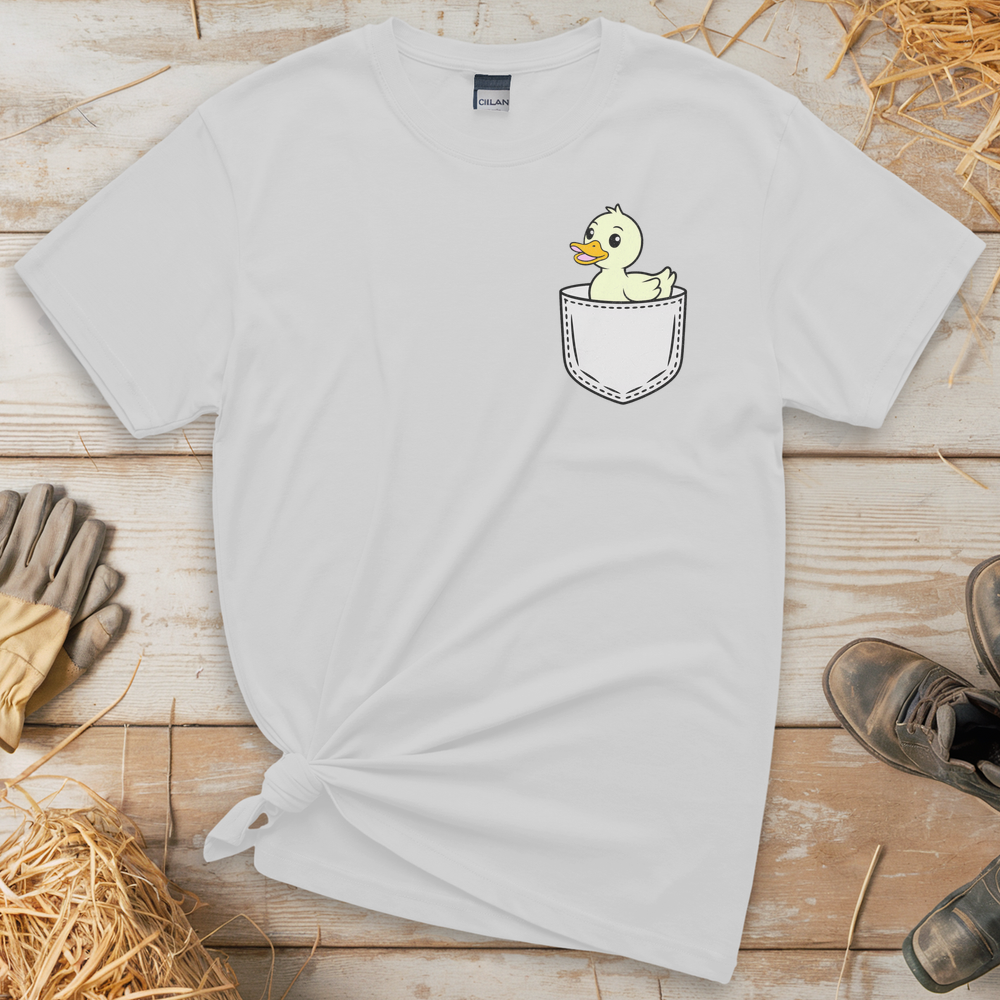 Duck In Pocket (Adult Unisex Tee) - White