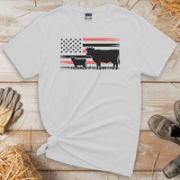 USA Cow Farm (Adult Unisex Tee) - White