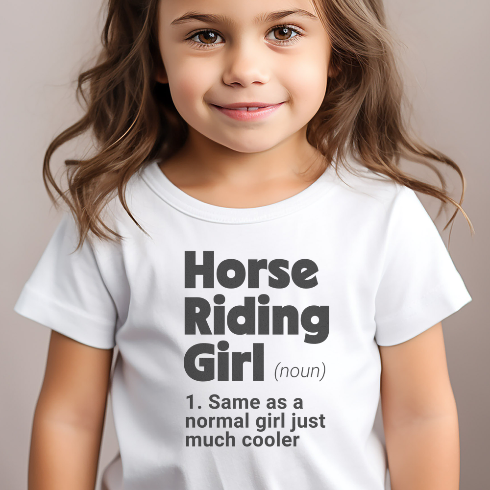 Horse Riding Girl Toddler Tee - White
