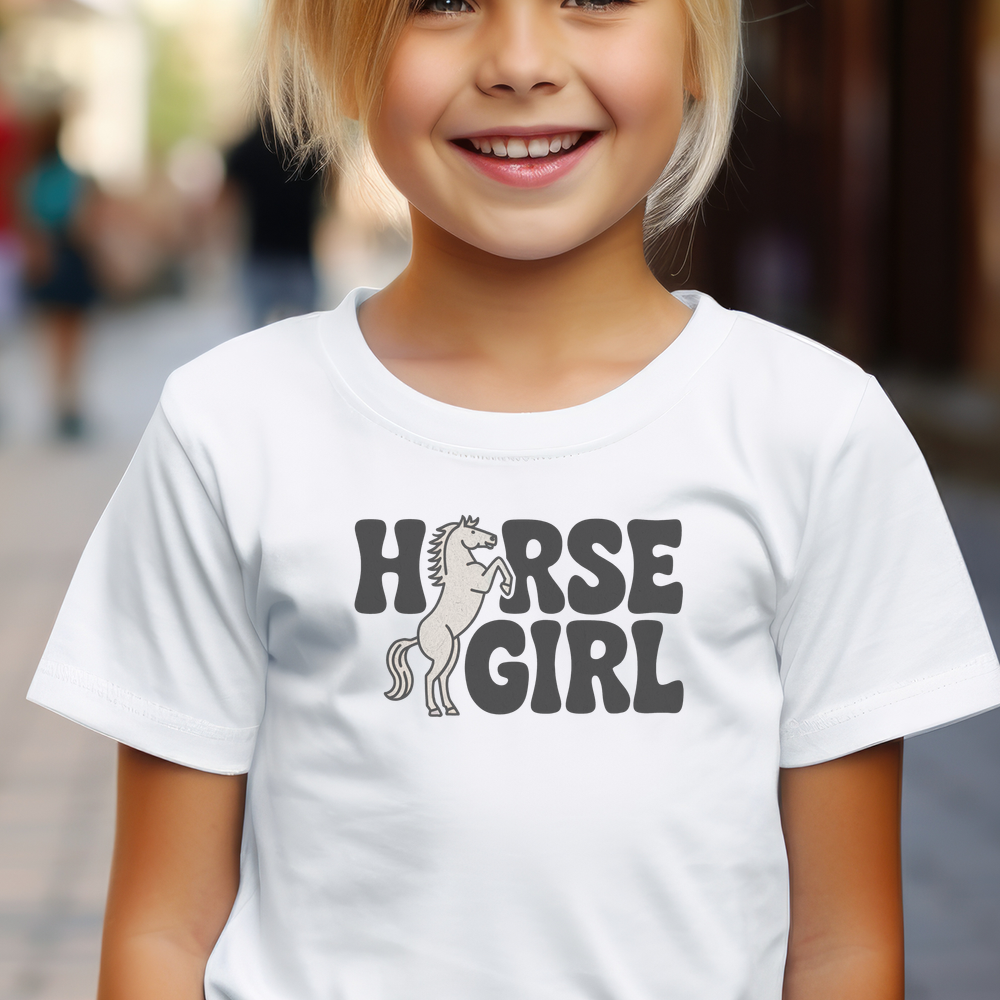 Horse Girl Child Tee - White