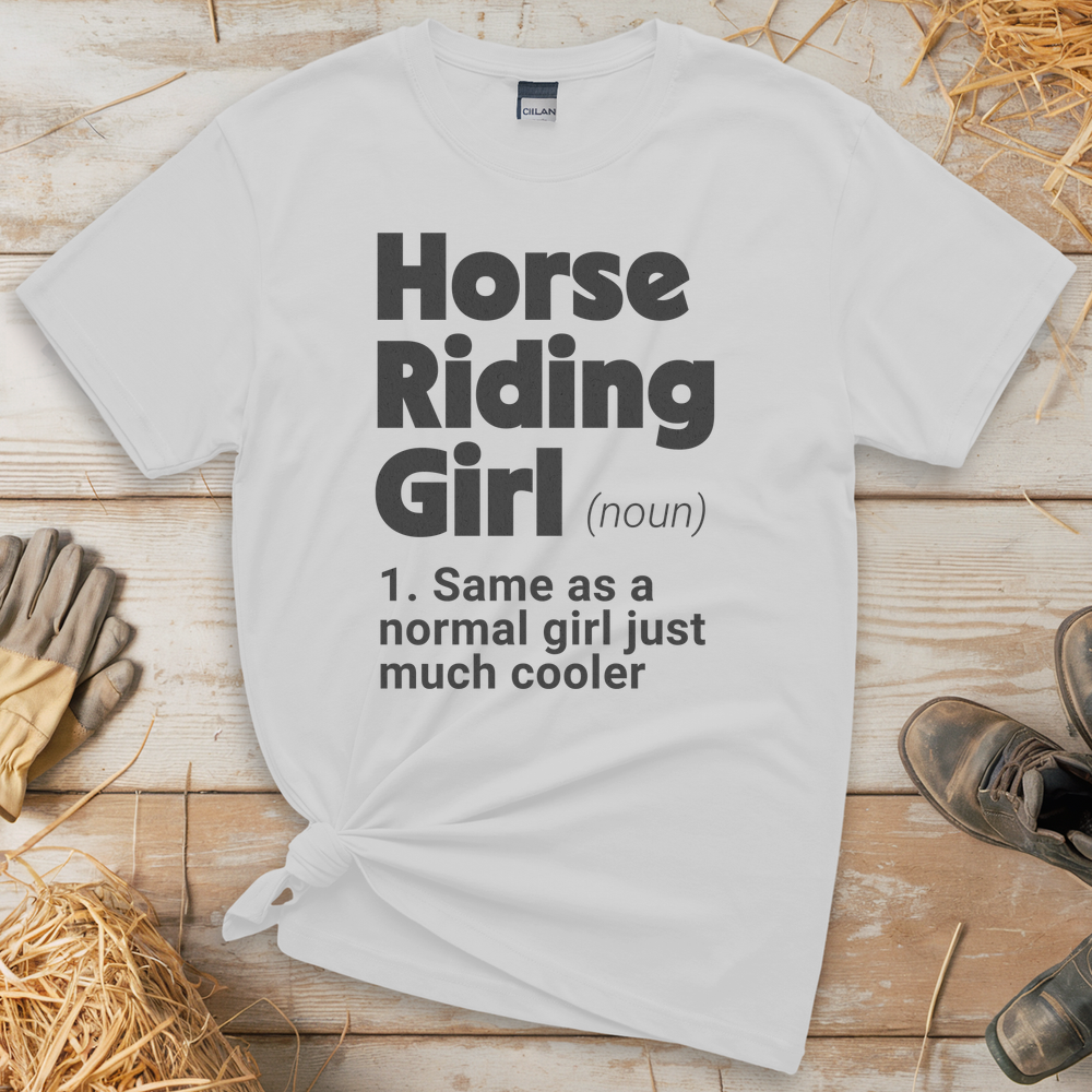 Horse Riding Girl Tee - White
