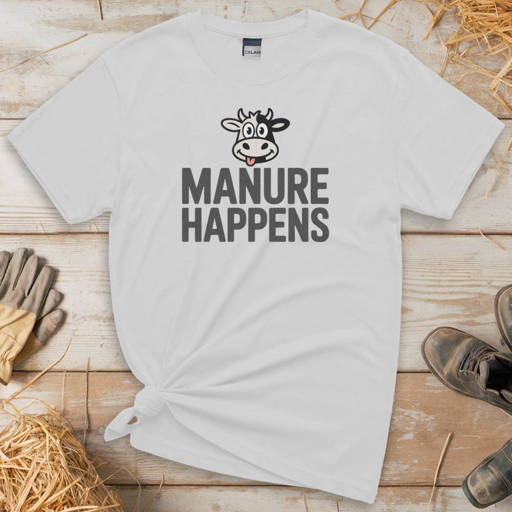 Manure Happens Adult Tee - White