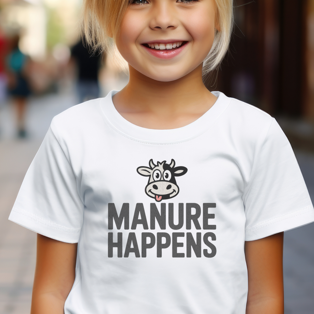 Manure Happens Child Tee - White
