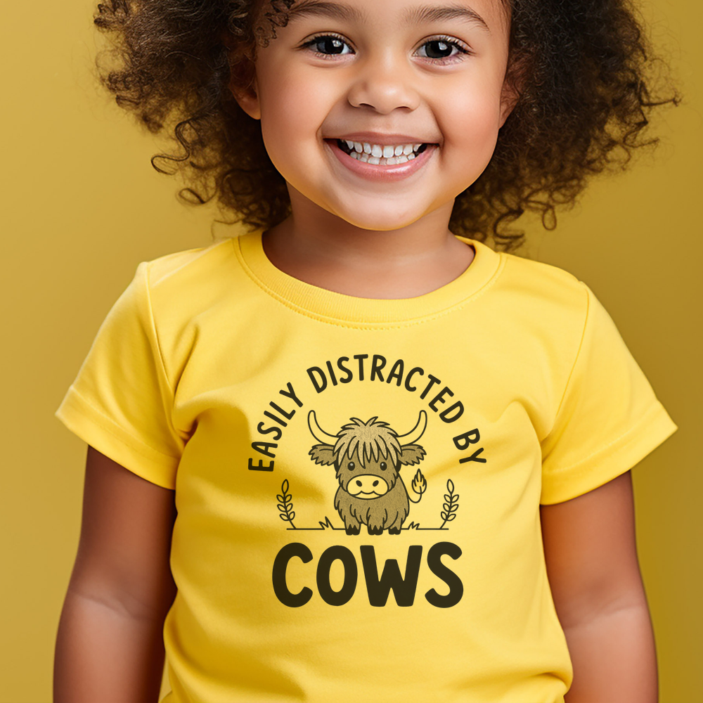 Easily Distracted By Cows Toddler - Yellow
