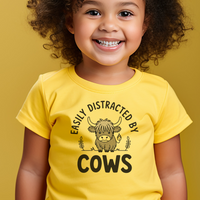 Easily Distracted By Cows Toddler - Yellow