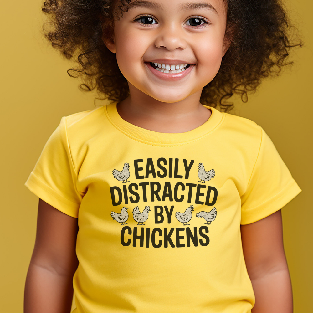 Easily Distracted By Chickens Toddler - Yellow