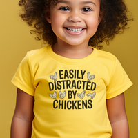 Easily Distracted By Chickens Toddler - Yellow