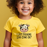 I Just Freaking Love Cows Toddler Dark - Yellow