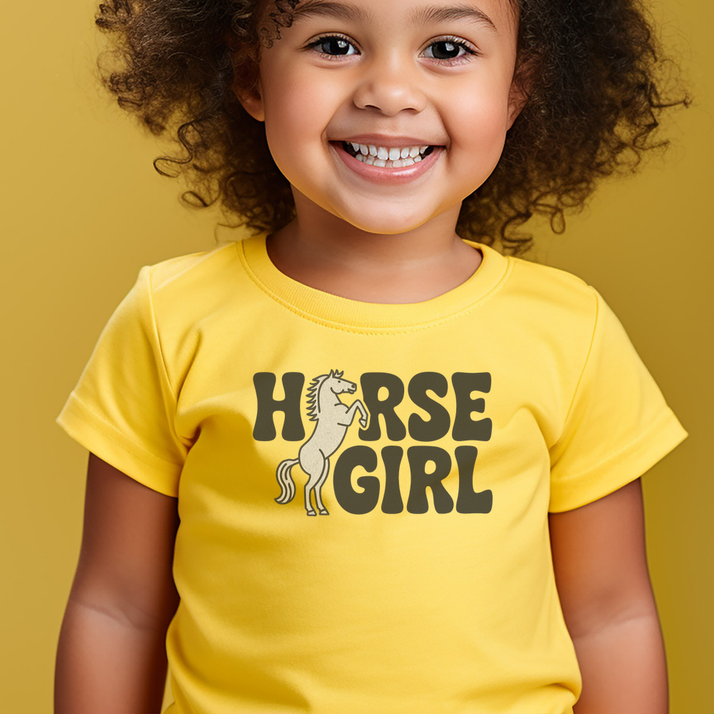 Horse Girl Toddler Tee - Yellow