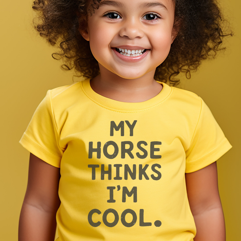 My Horse Thinks Im Cool Toddler Tee - Yellow