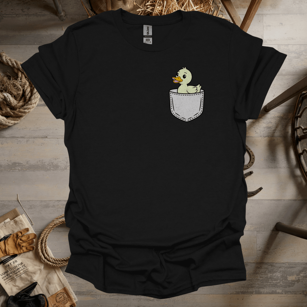 Duck In Pocket (Adult Unisex Tee) Black / S