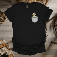 Duck In Pocket (Adult Unisex Tee) Black / S