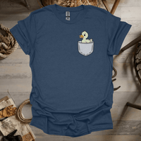 Duck In Pocket (Adult Unisex Tee) Heather Navy / S