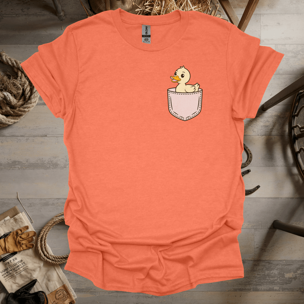 Duck In Pocket (Adult Unisex Tee) Heather Orange / S