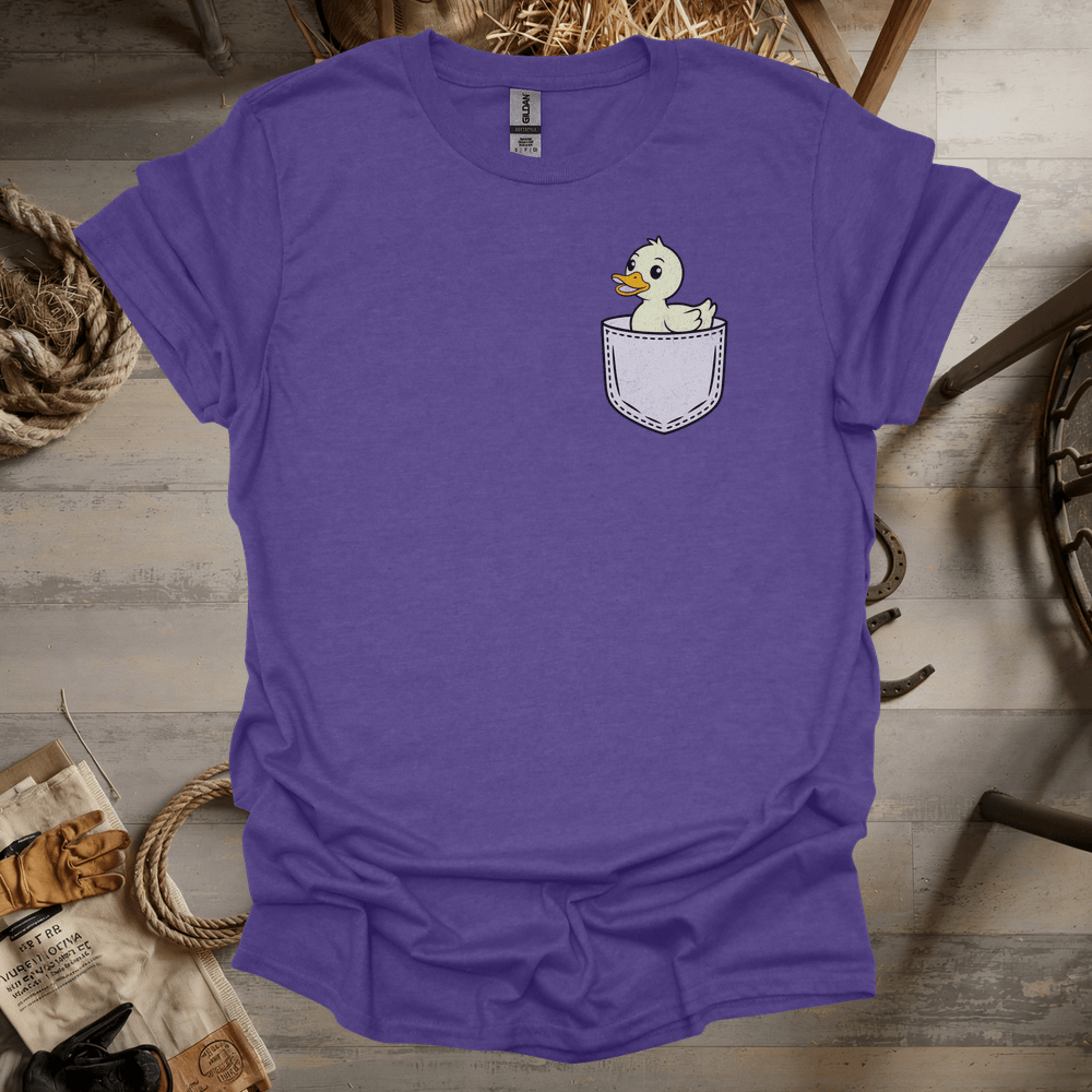 Duck In Pocket (Adult Unisex Tee) Heather Purple / S