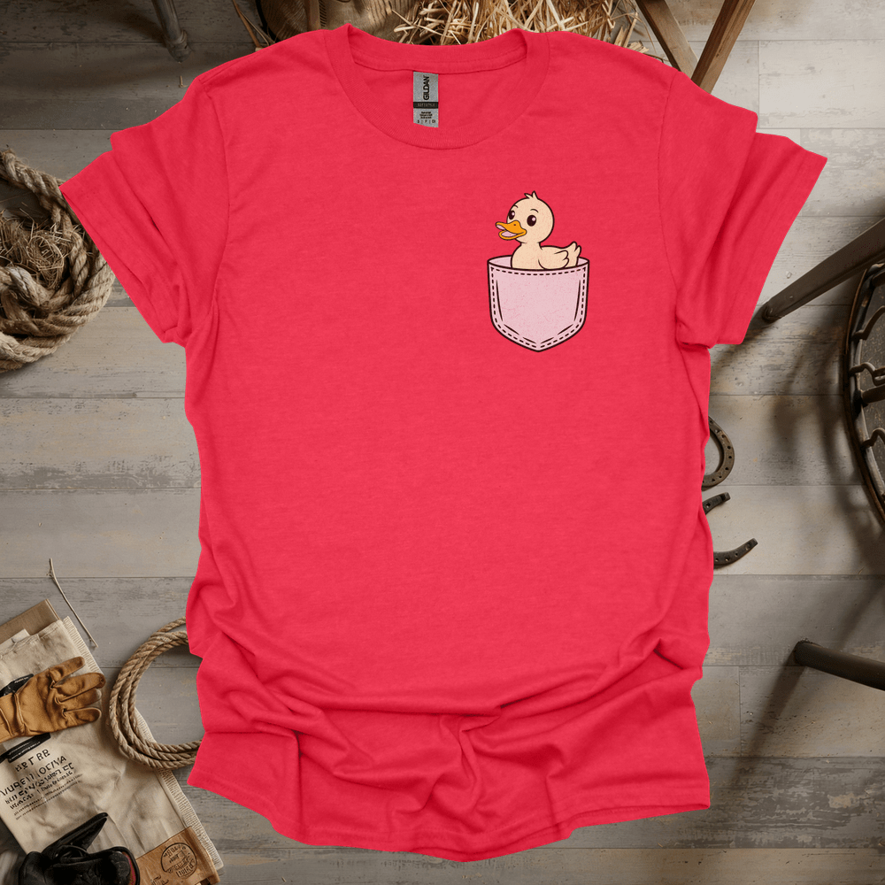 Duck In Pocket (Adult Unisex Tee) Heather Red / S