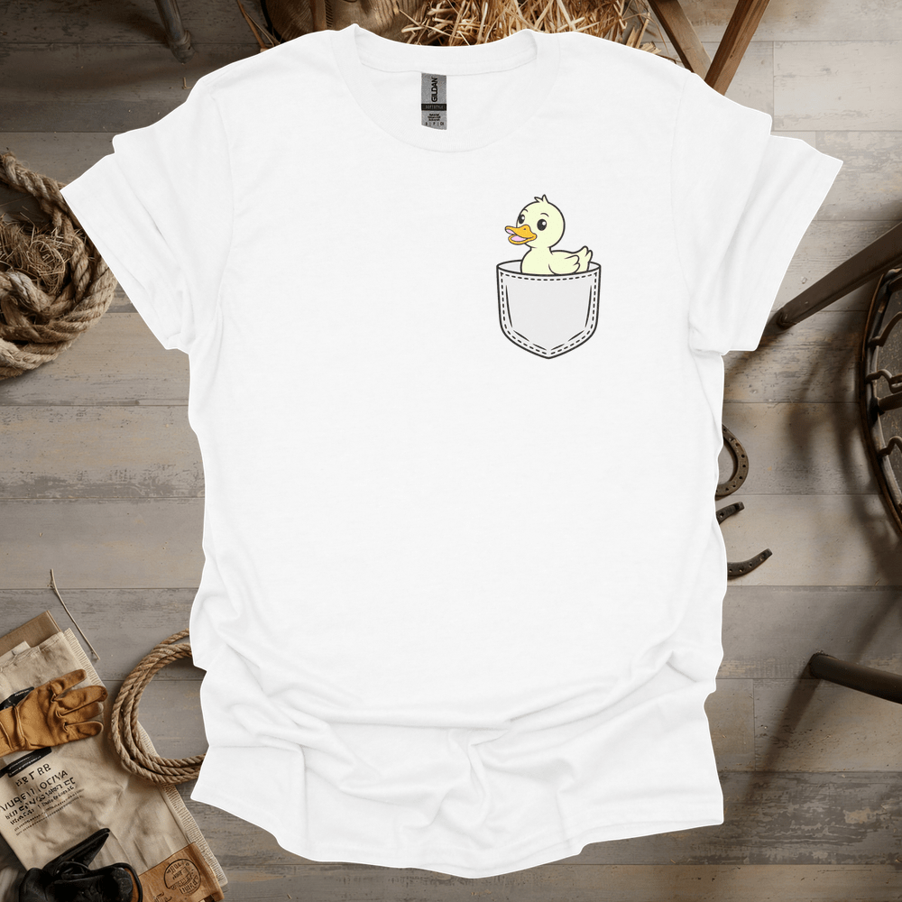 Duck In Pocket (Adult Unisex Tee) White / S