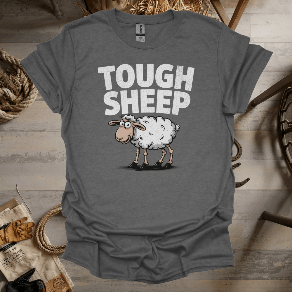 Funny Tough Sheep (Adult Unisex Tee) Graphite Heather / S