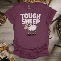 Funny Tough Sheep (Adult Unisex Tee) Heather Maroon / S