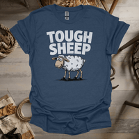 Funny Tough Sheep (Adult Unisex Tee) Heather Navy / S