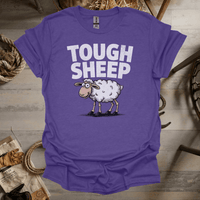 Funny Tough Sheep (Adult Unisex Tee) Heather Purple / S