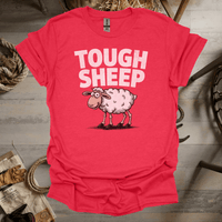 Funny Tough Sheep (Adult Unisex Tee) Heather Red / S