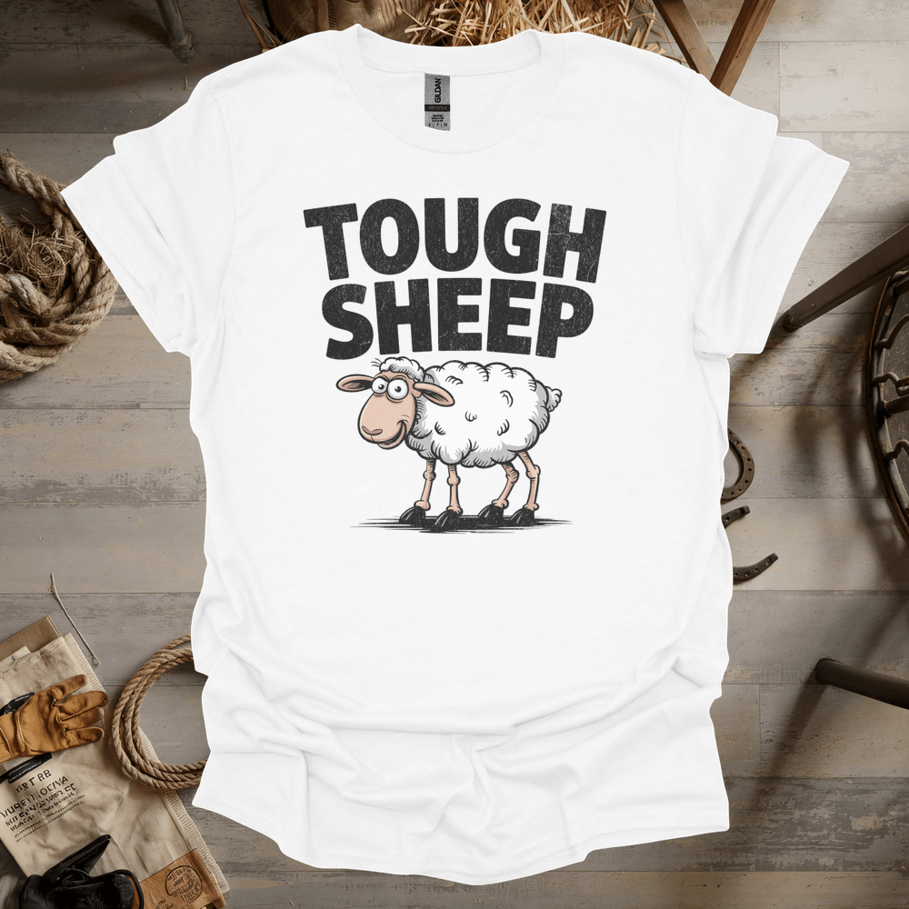 Funny Tough Sheep (Adult Unisex Tee) White / S