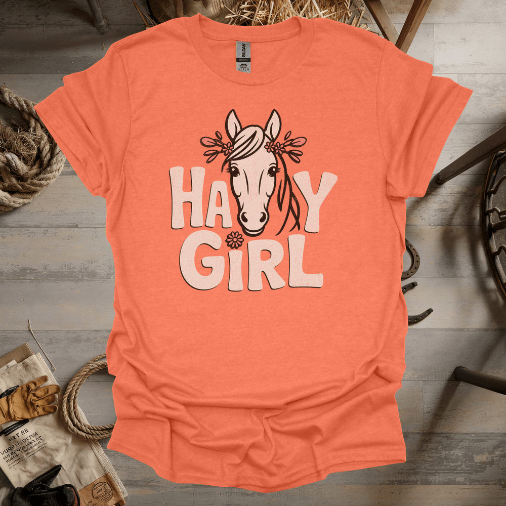 Hay Girl (Adult Unisex Tee) Heather Orange / S