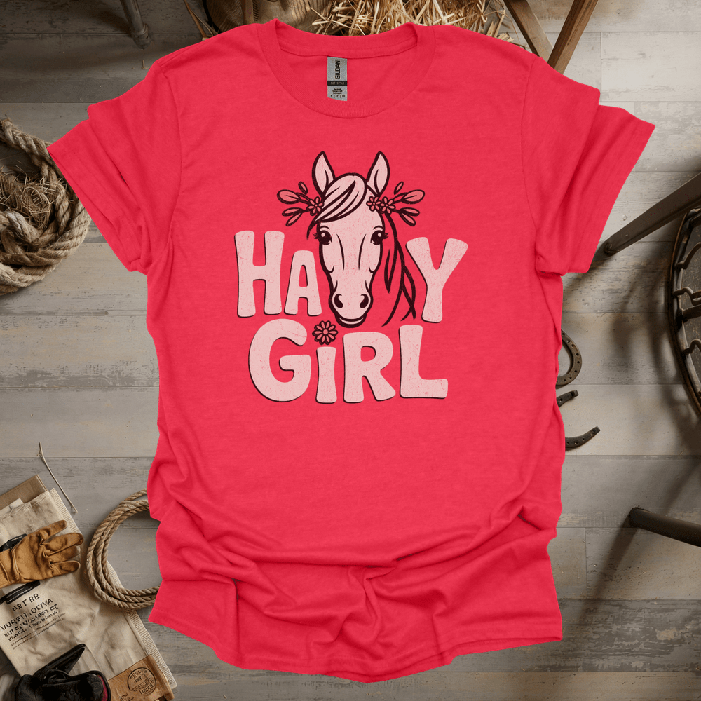 Hay Girl (Adult Unisex Tee) Heather Red / S