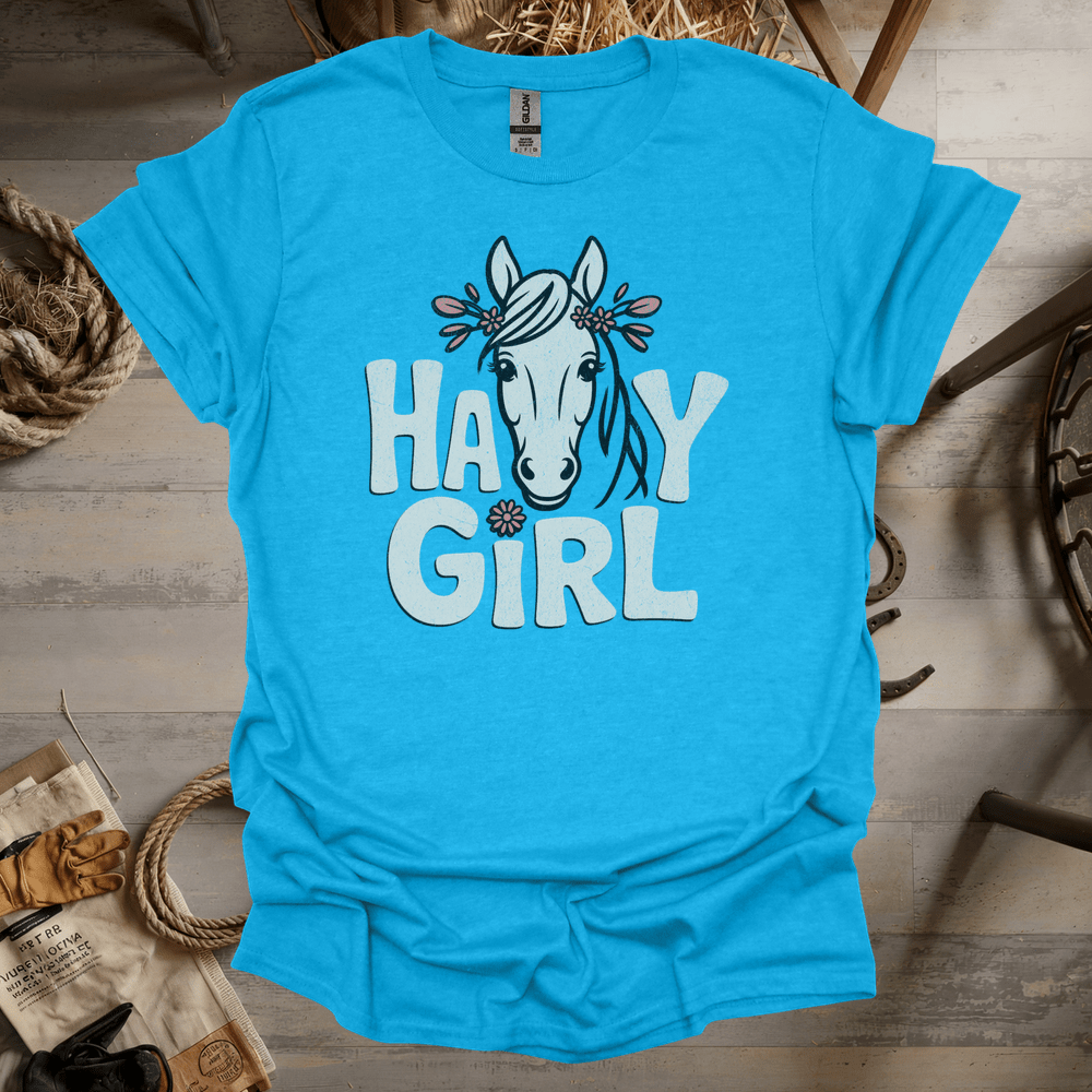 Hay Girl (Adult Unisex Tee) Heather Sapphire / S