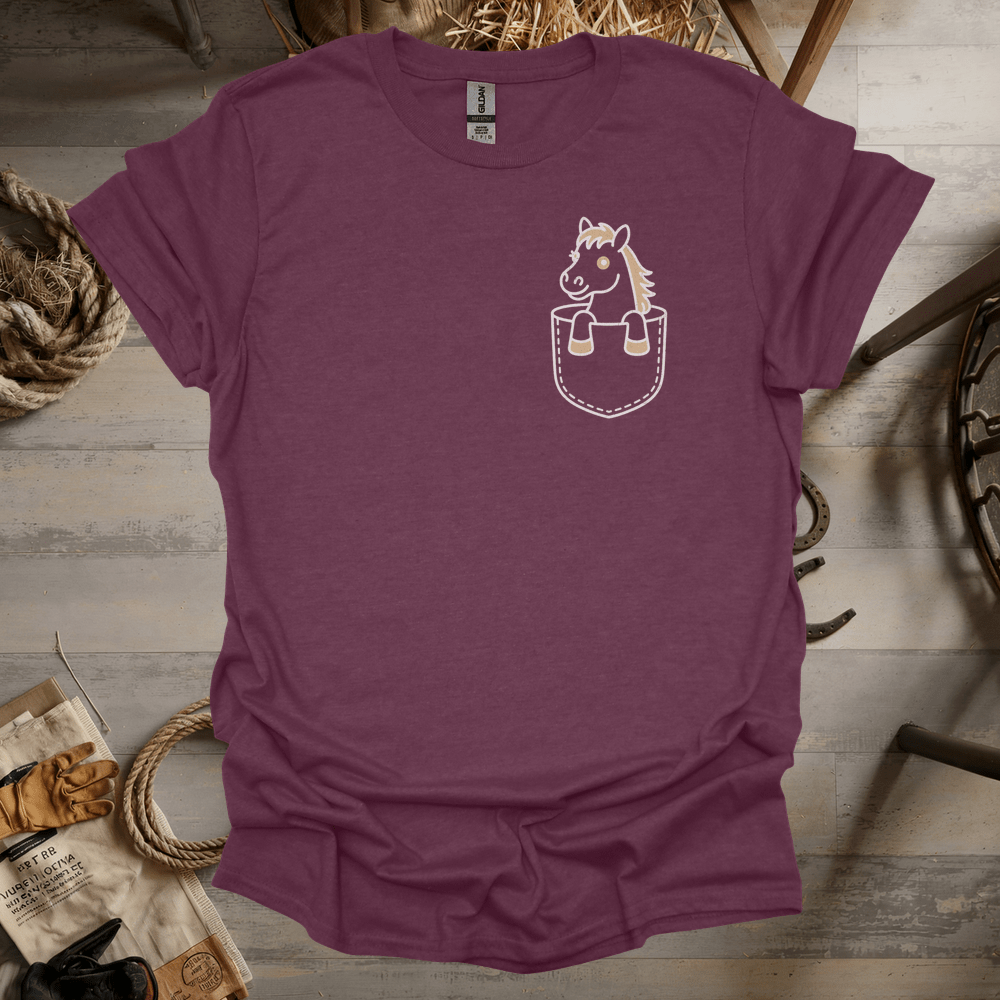 Horse In Pocket (Adult Unisex Tee) Heather Maroon / S
