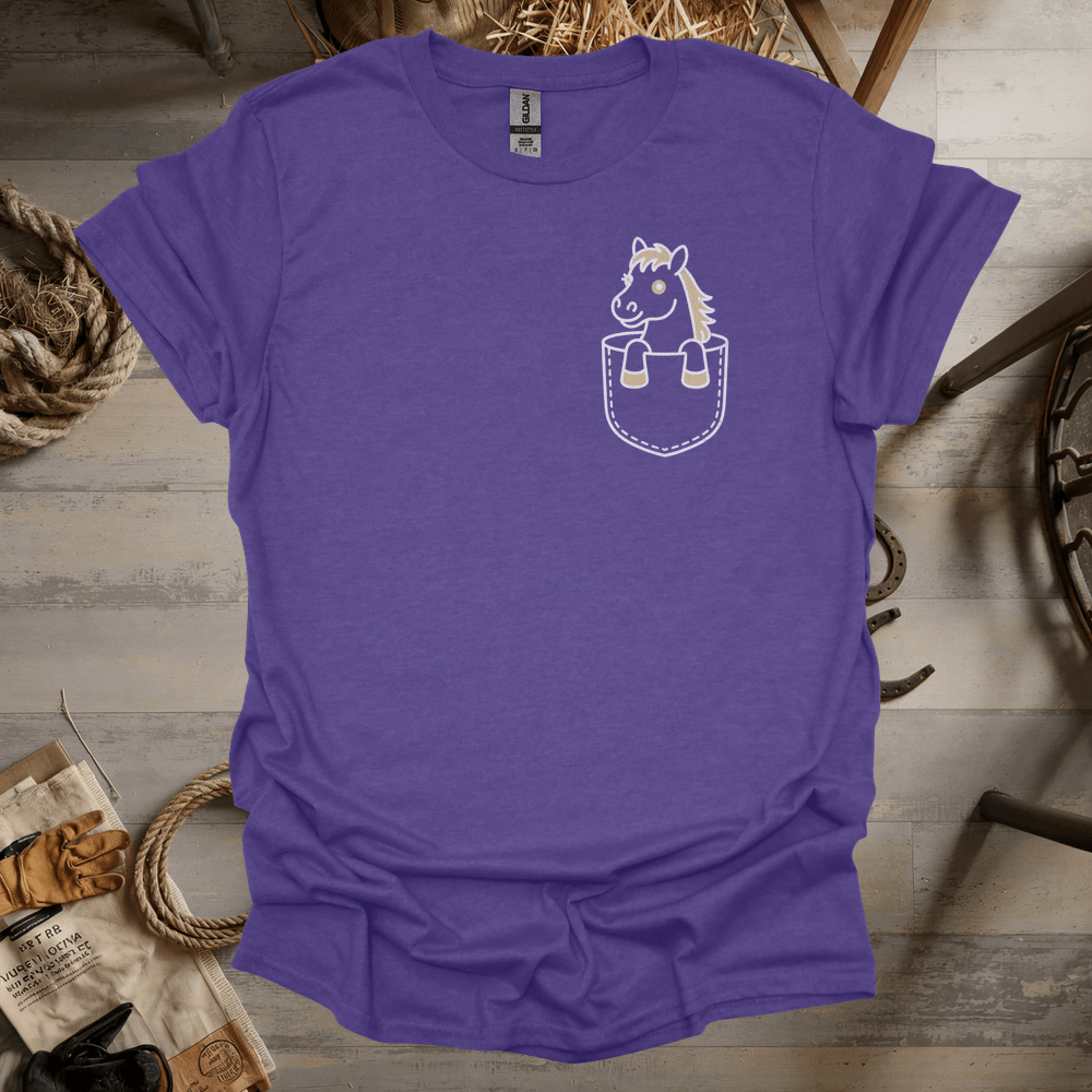 Horse In Pocket (Adult Unisex Tee) Heather Purple / S