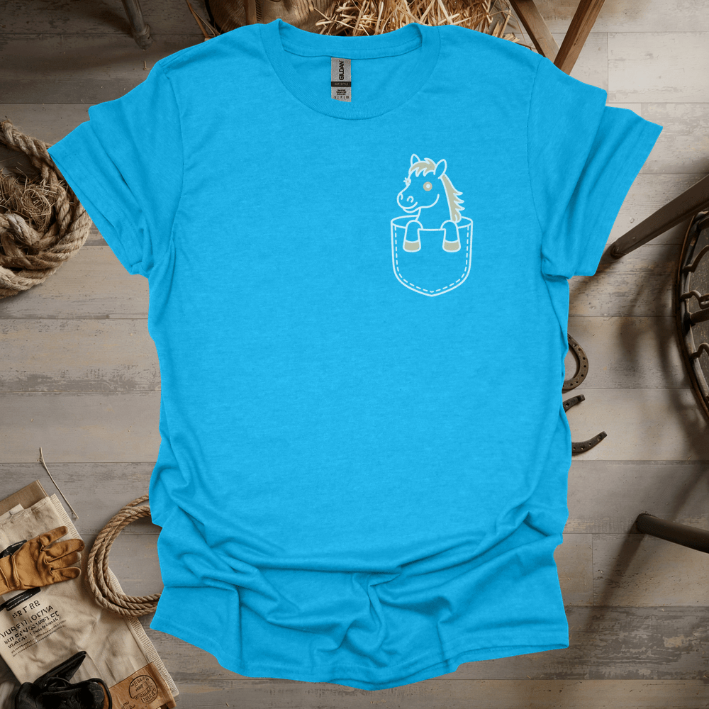 Horse In Pocket (Adult Unisex Tee) Heather Sapphire / S