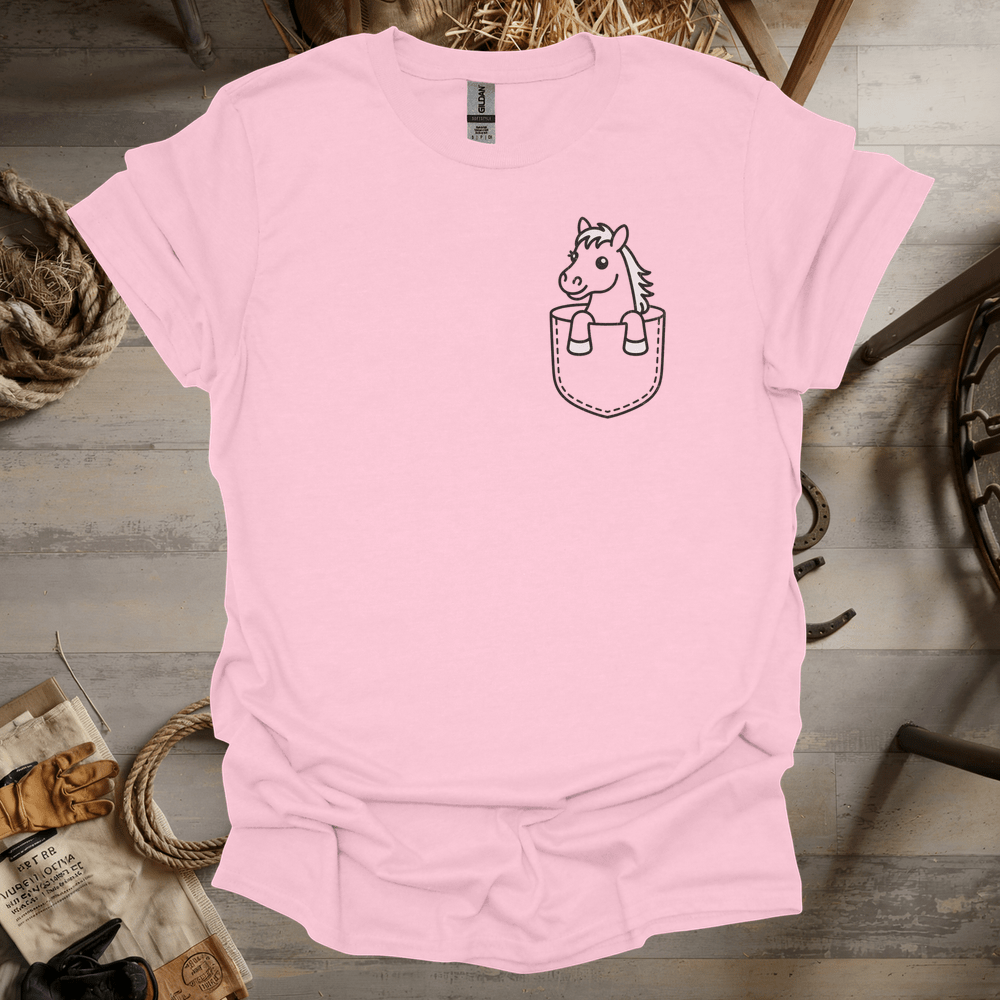 Horse In Pocket (Adult Unisex Tee) Light Pink / S