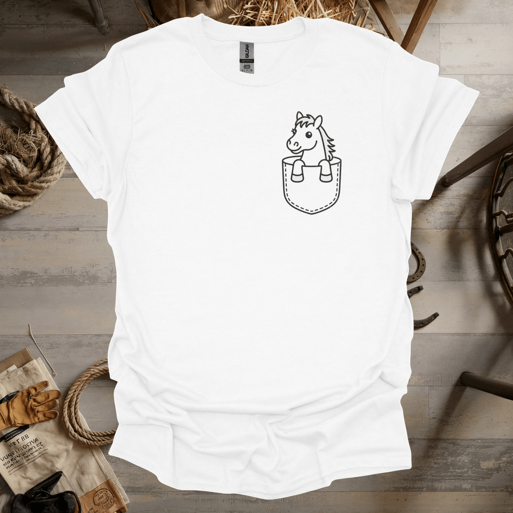 Horse In Pocket (Adult Unisex Tee) White / S