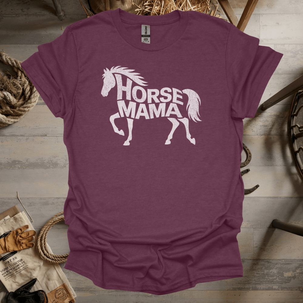 Horse Mama (Adult Unisex Tee) Heather Maroon / S