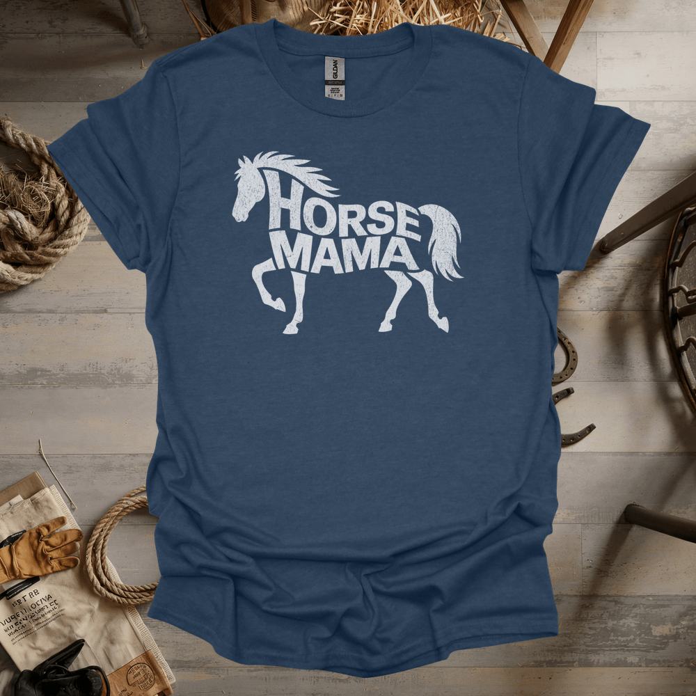 Horse Mama (Adult Unisex Tee) Heather Navy / S