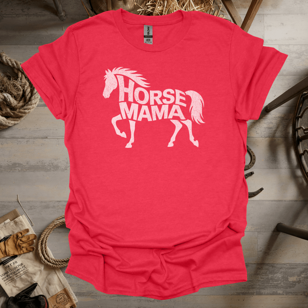 Horse Mama (Adult Unisex Tee) Heather Red / S