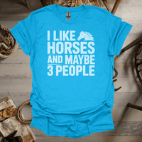 I Like Horses And Maybe 3 People (Adult Unisex Tee) Heather Sapphire / S