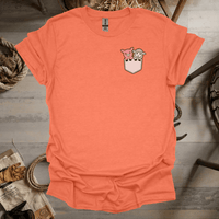 Sheep And Pig In Pocket (Adult Unisex Tee) Heather Orange / S