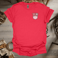 Sheep And Pig In Pocket (Adult Unisex Tee) Heather Red / S