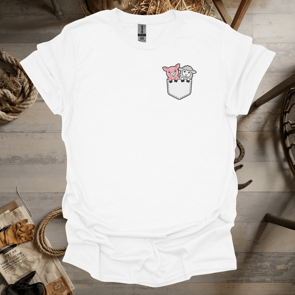 Sheep And Pig In Pocket (Adult Unisex Tee) White / S