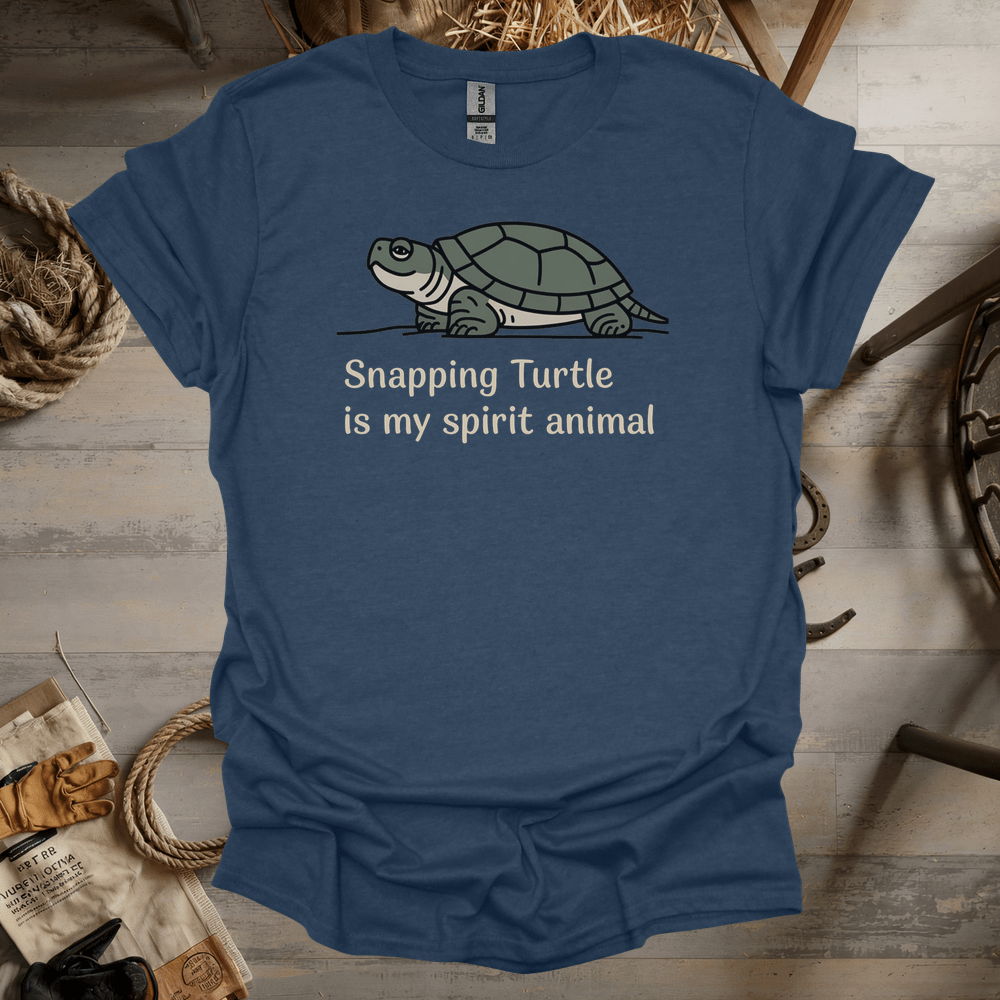 Snapping Turtle Is My Spirit Animal (Adult Unisex Tee) Heather Navy / S