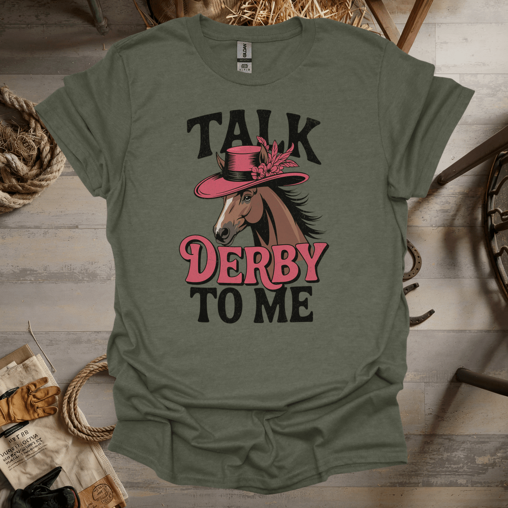 Talk Derby To Me (Adult Unisex Tee) Heather Military Green / S
