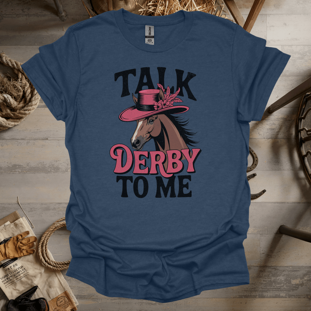 Talk Derby To Me (Adult Unisex Tee) Heather Navy / S