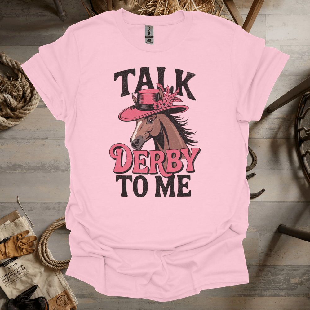 Talk Derby To Me (Adult Unisex Tee) Light Pink / S